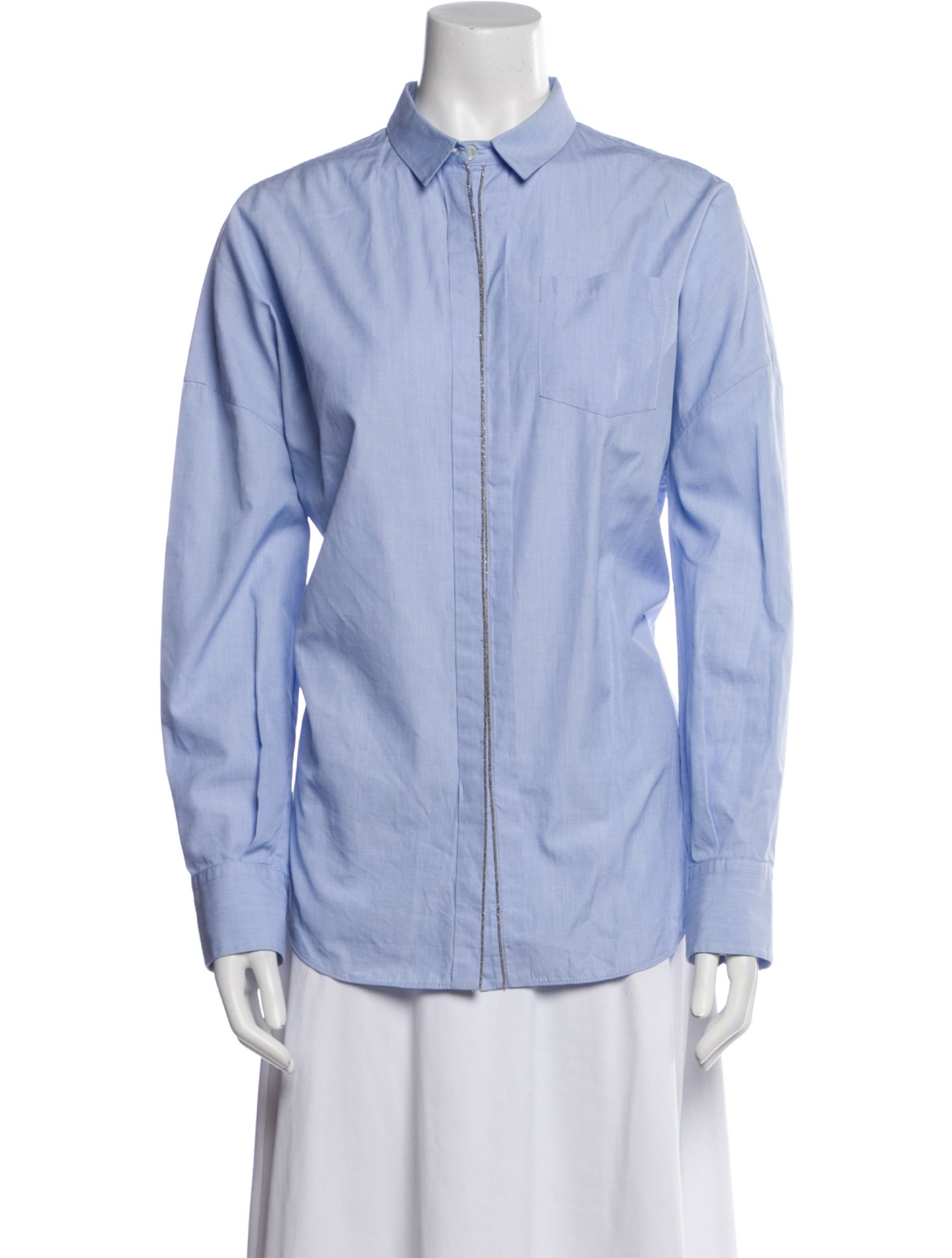 Brunello Cucinelli Long Sleeve Button-Up Top