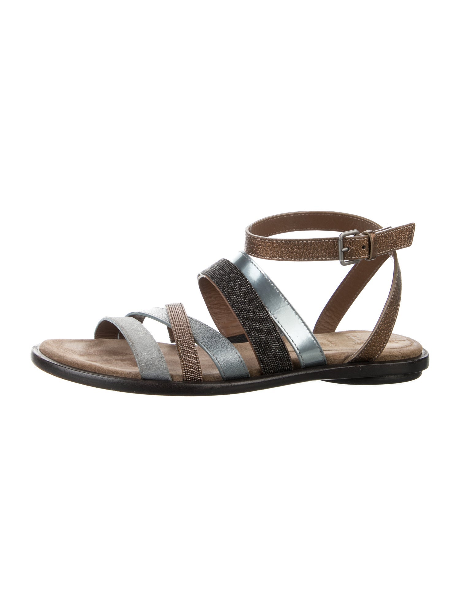 Brunello Cucinelli Monili Leather Gladiator Sandals