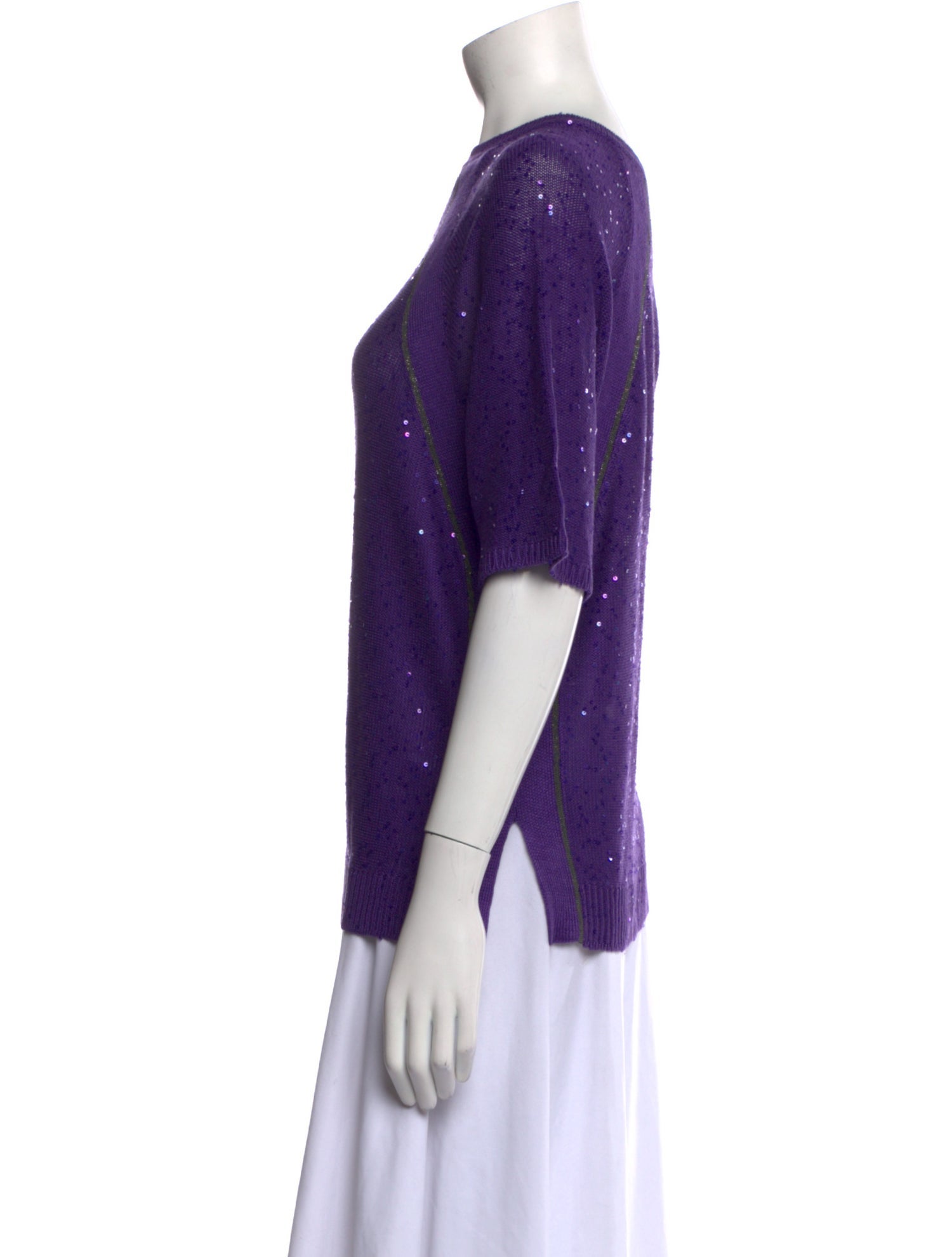 Brunello Cucinelli Linen Bateau Neckline T-Shirt