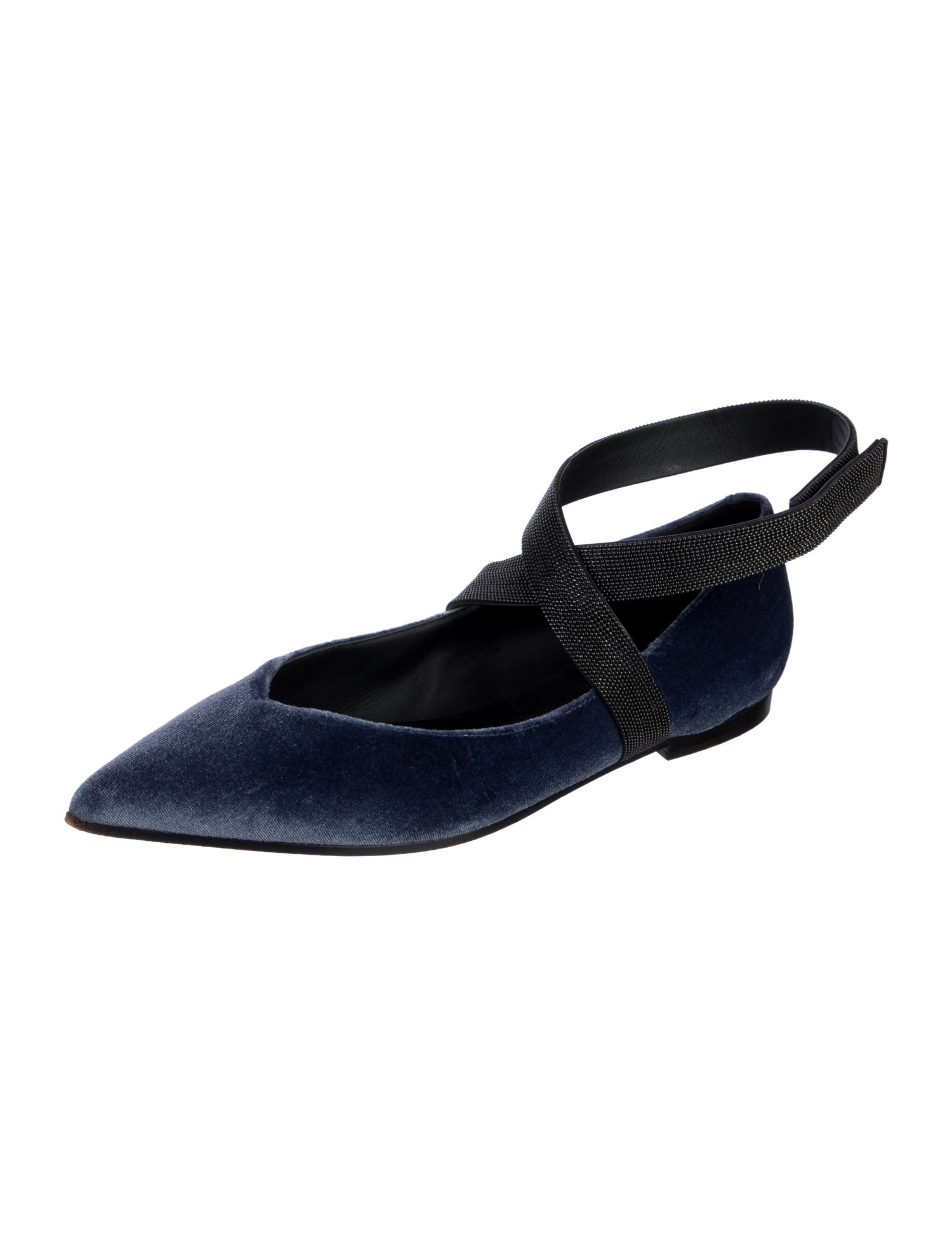 Brunello Cucinelli Monili Velvet Slingback Flats