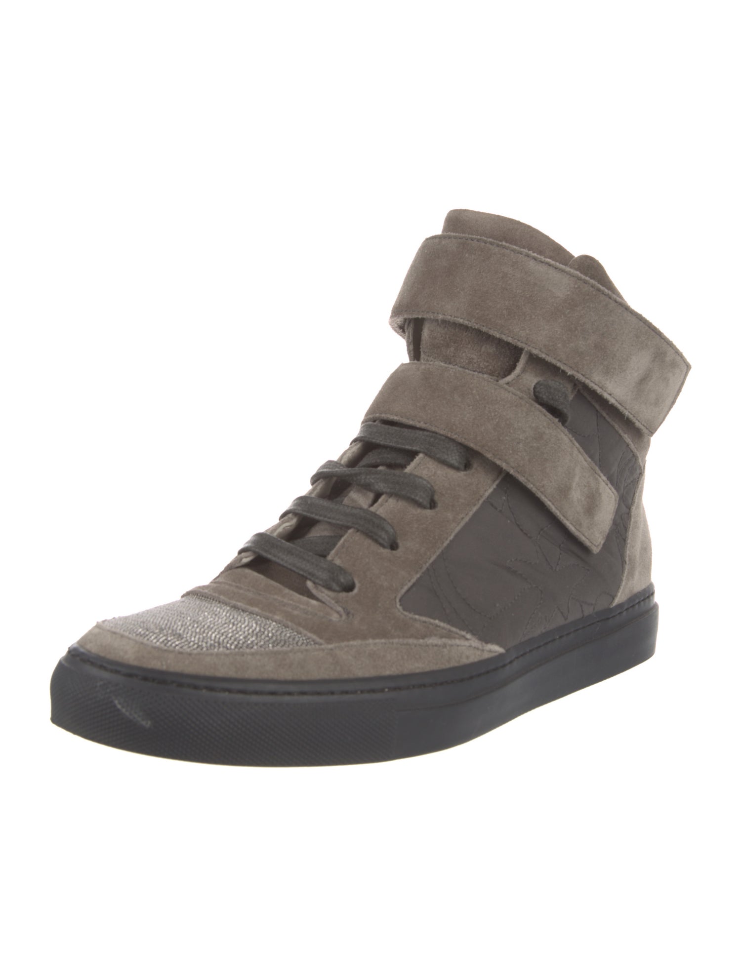 Brunello Cucinelli Suede Colorblock Pattern Sneakers