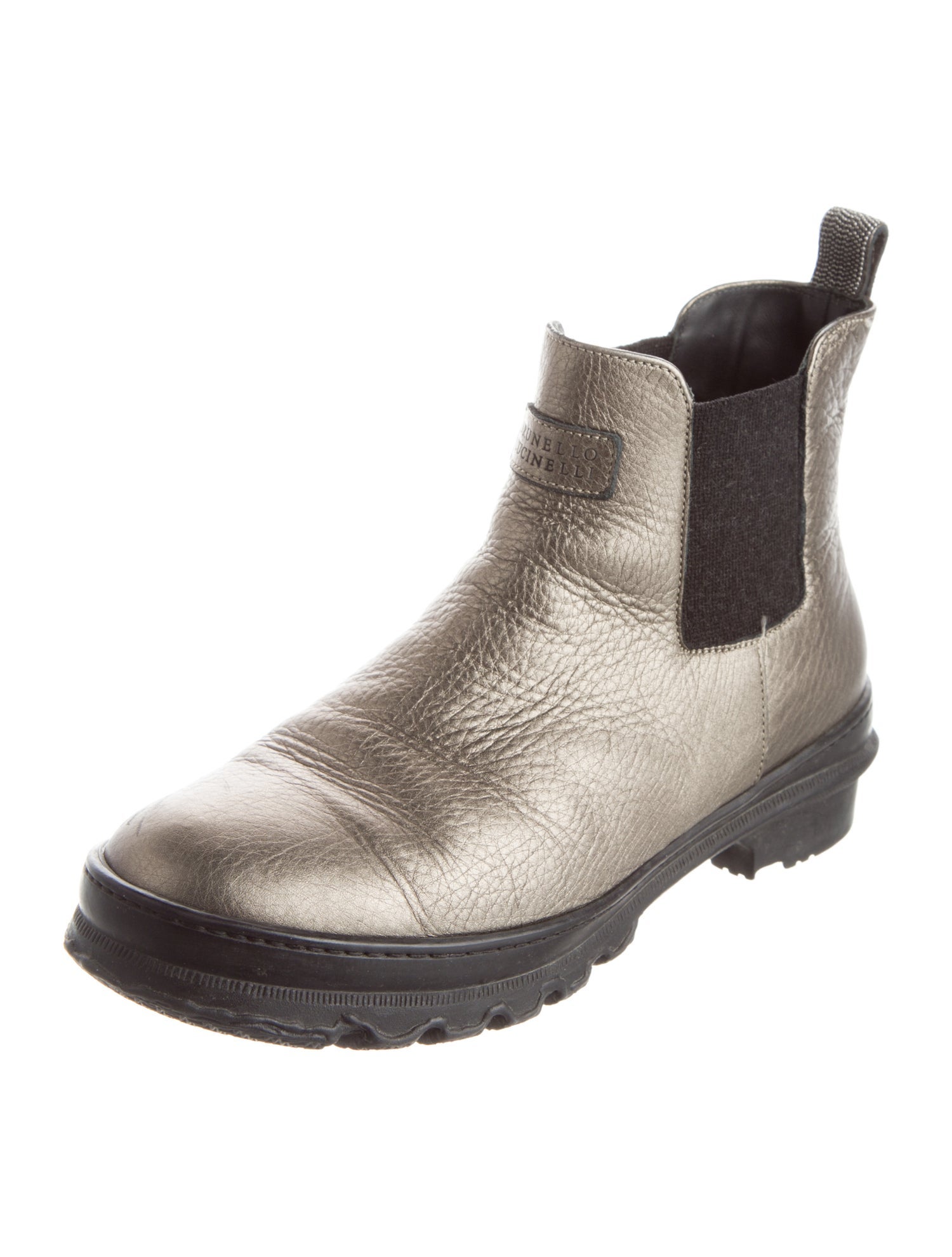 Brunello Cucinelli Leather Beaded Accents Chelsea Boots