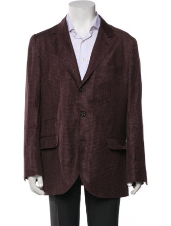 Brunello Cucinelli Linen Plaid Print Blazer