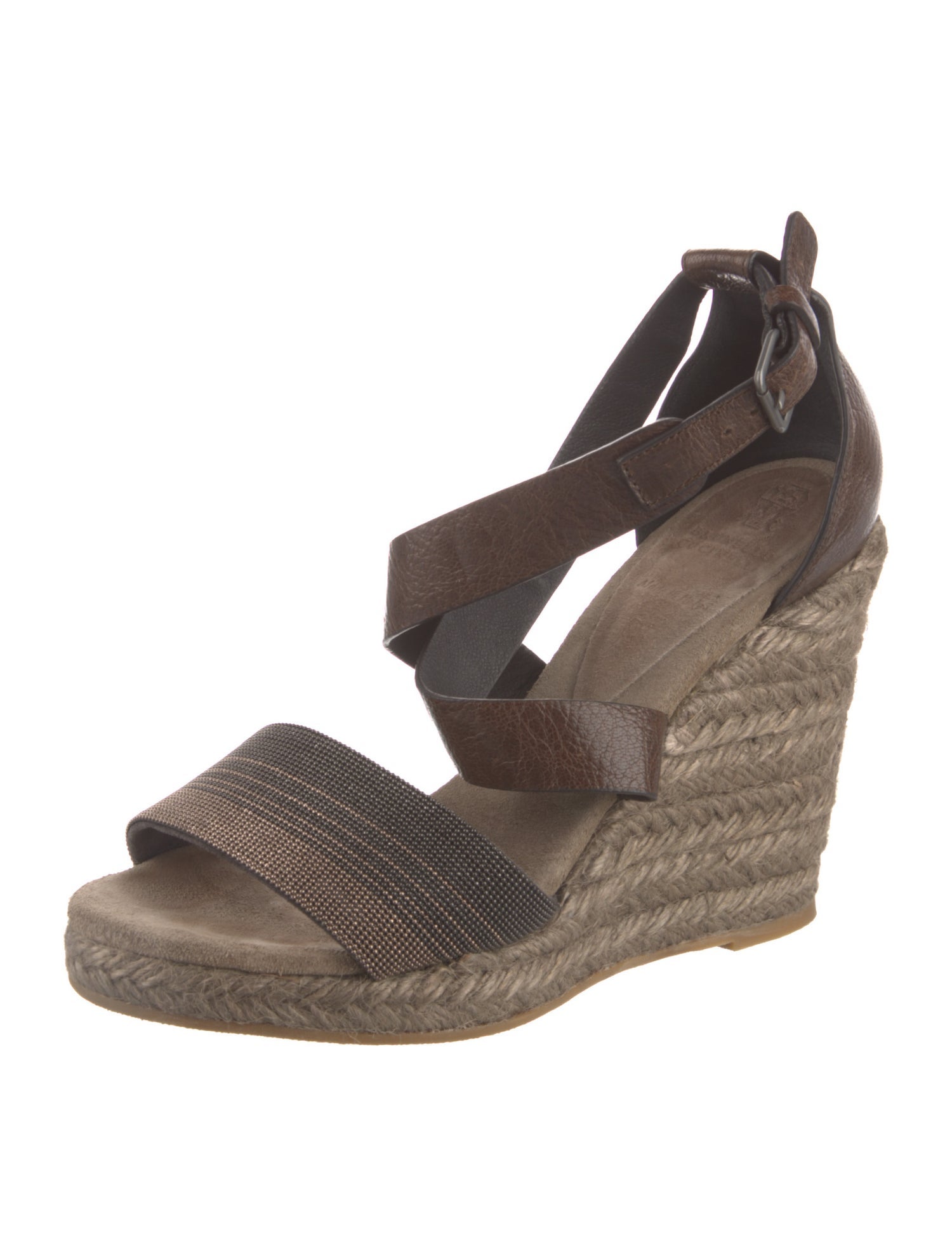 Brunello Cucinelli Monili Leather Espadrilles