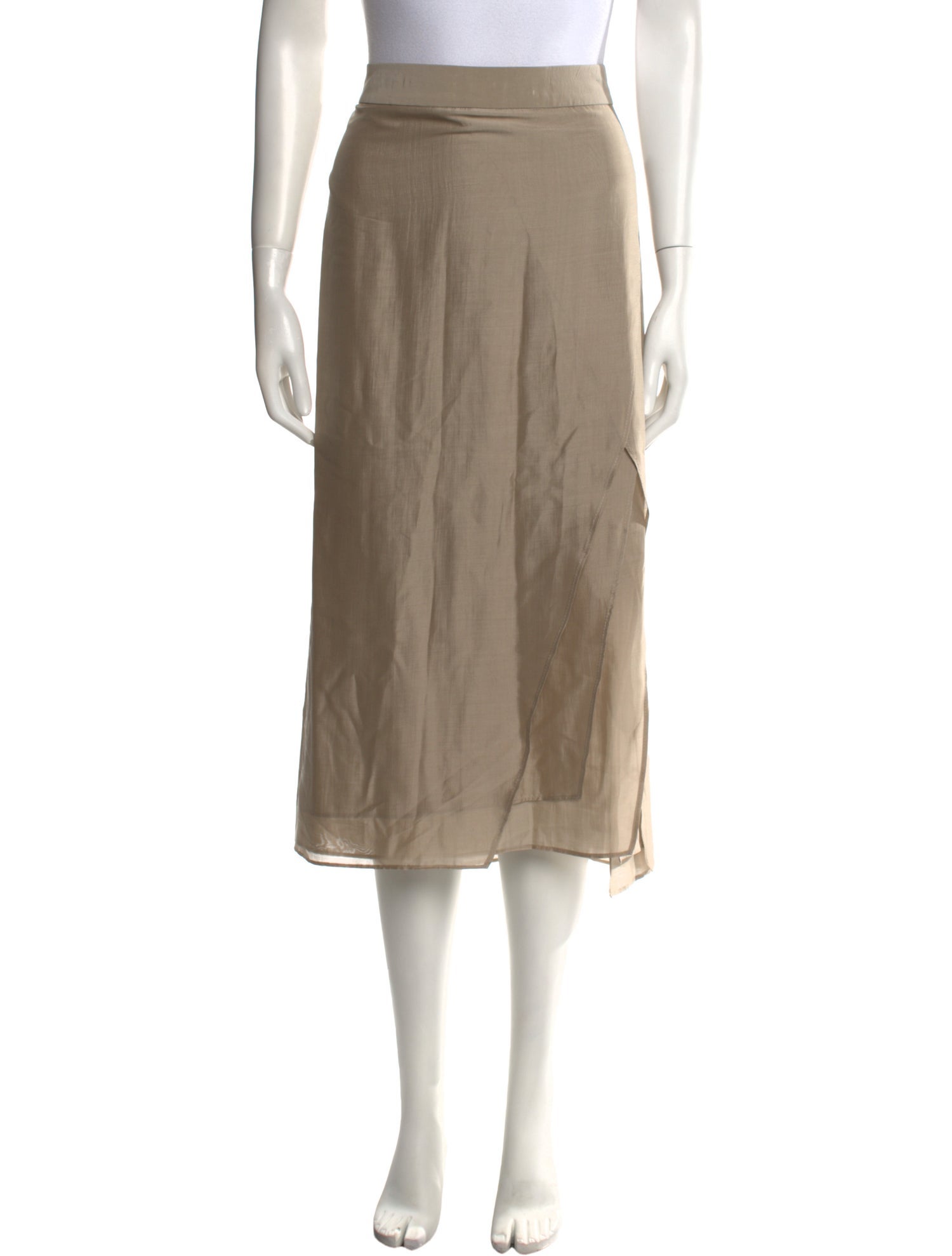 Brunello Cucinelli Silk Midi Length Skirt