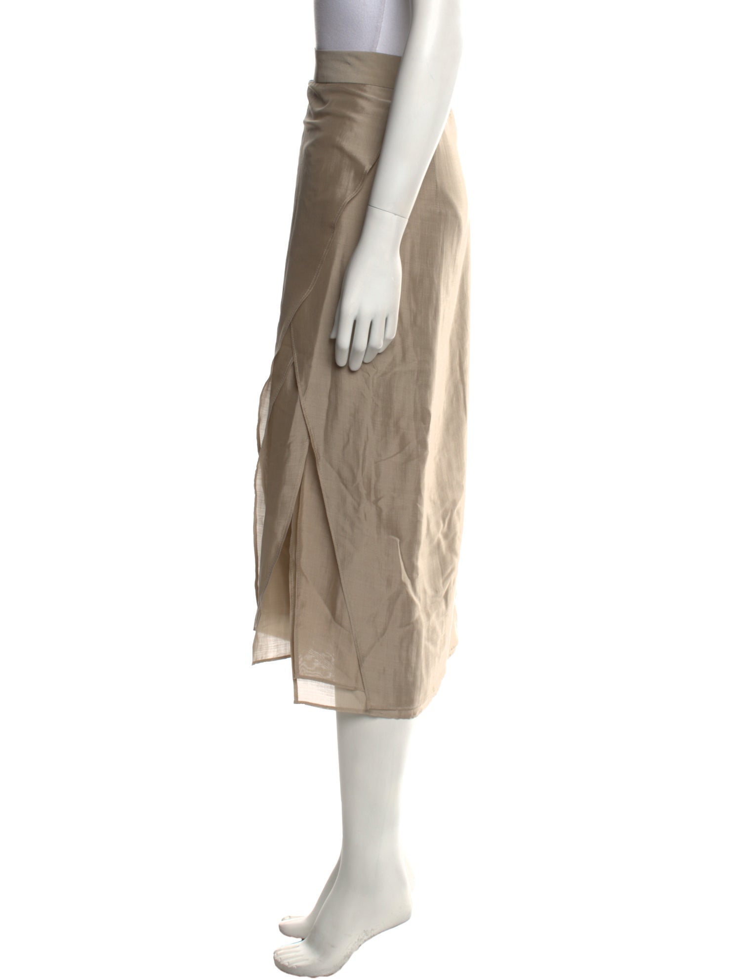 Brunello Cucinelli Silk Midi Length Skirt