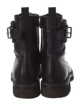 Brunello Cucinelli Leather Beaded Accents Combat Boots