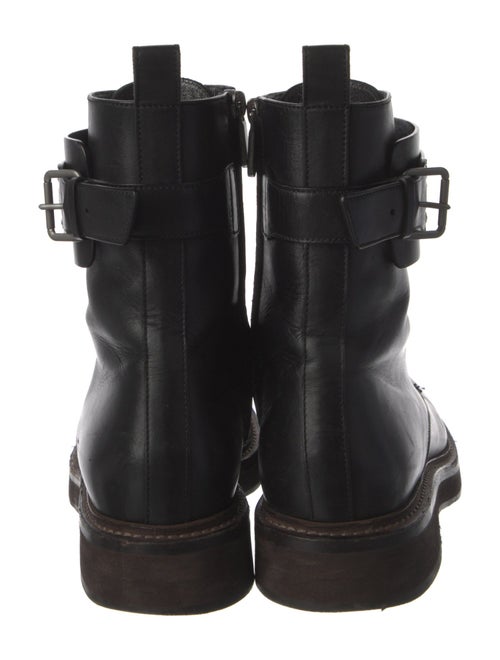 Brunello Cucinelli Leather Beaded Accents Combat Boots