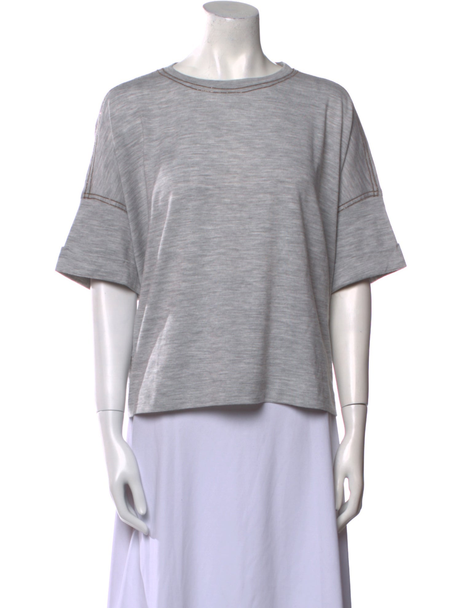 Brunello Cucinelli Virgin Wool Scoop Neck T-Shirt w/ Tags