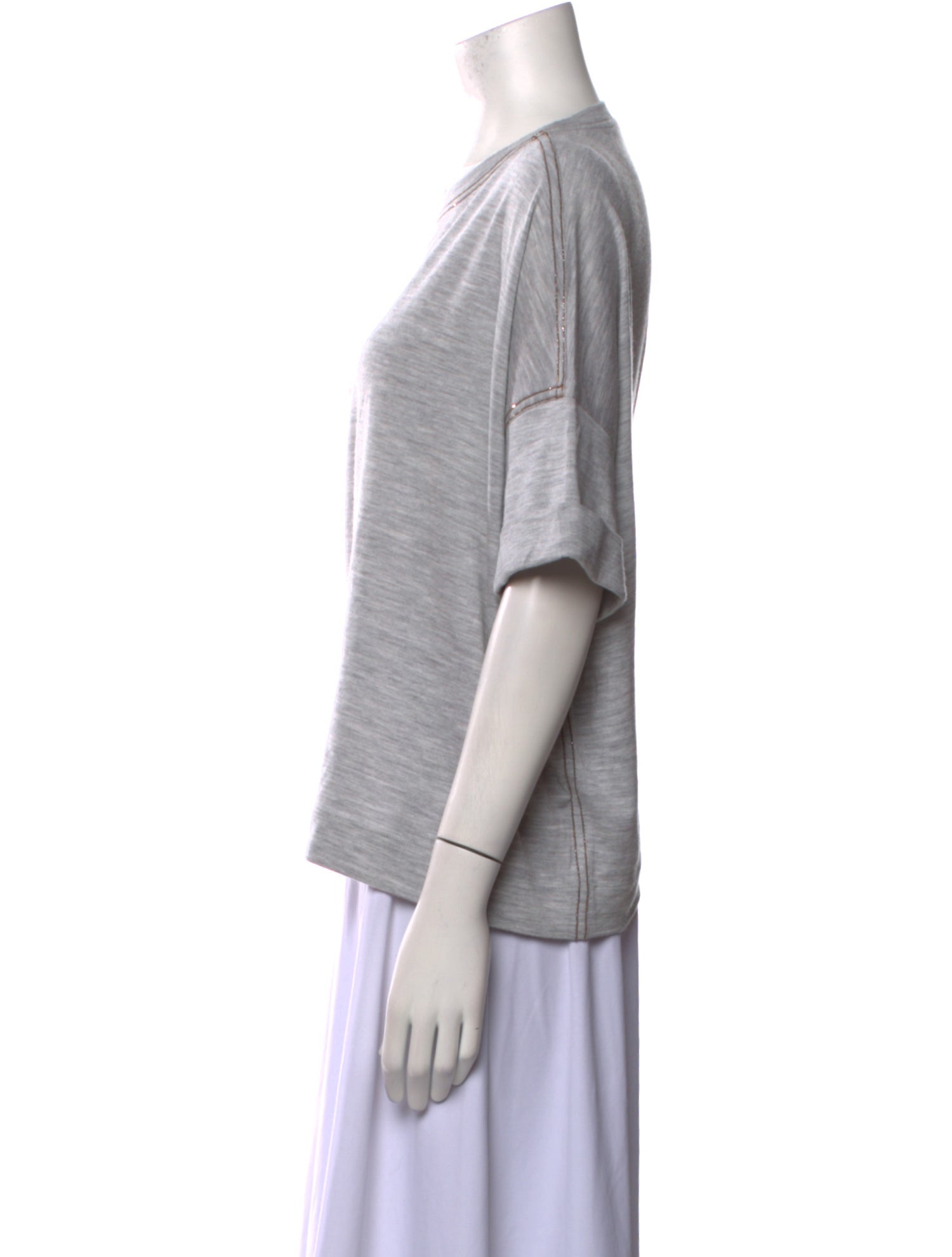 Brunello Cucinelli Virgin Wool Scoop Neck T-Shirt w/ Tags