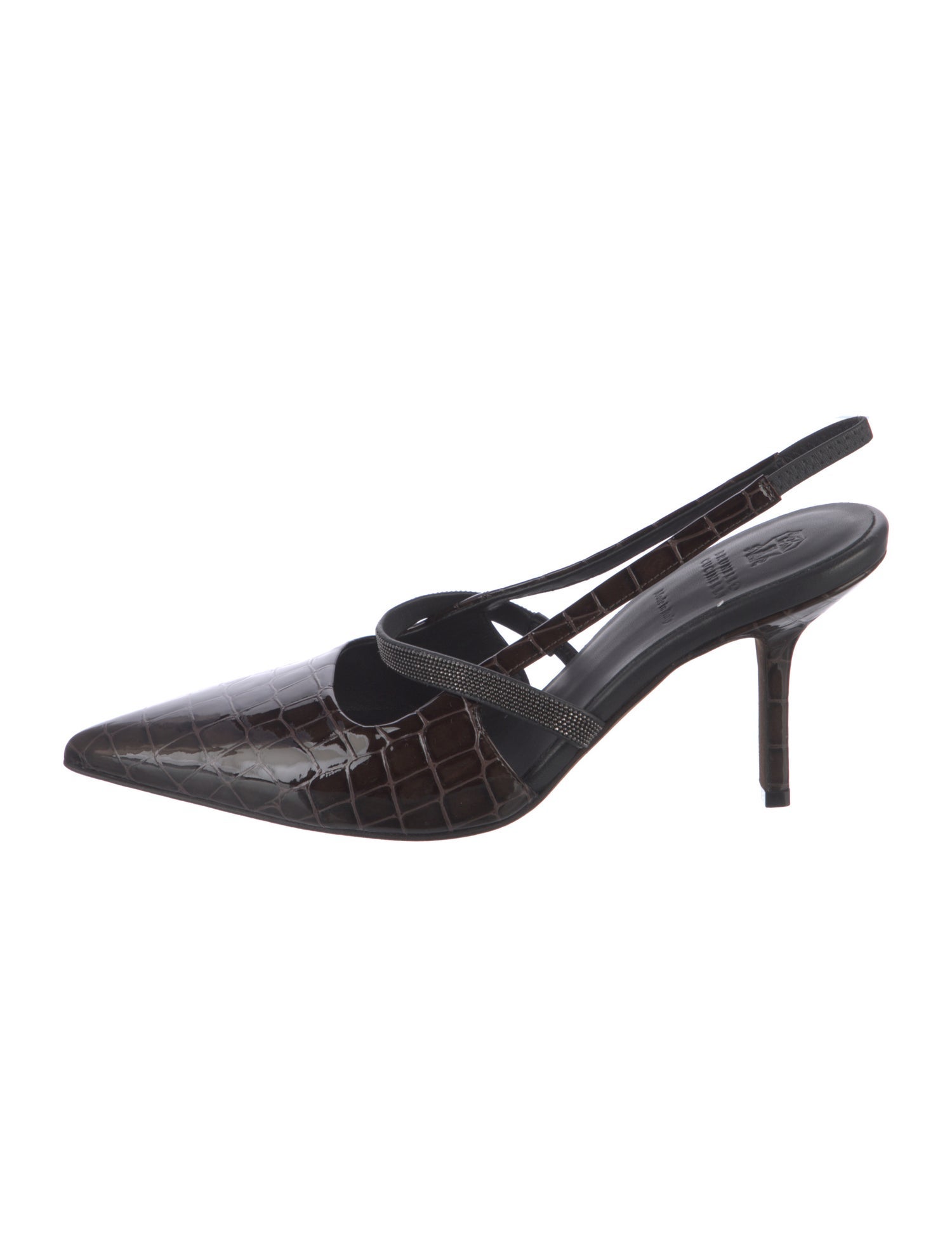 Brunello Cucinelli Embossed Leather Slingback Pumps