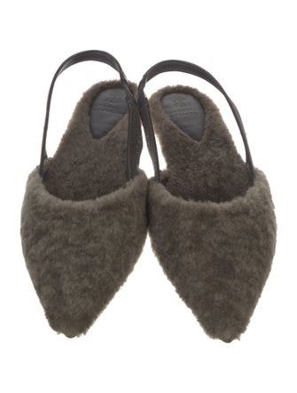 Brunello Cucinelli Monili Shearling Slingback Flats
