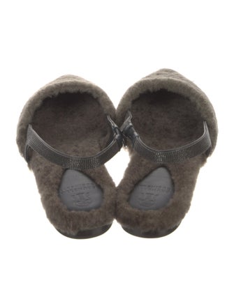 Brunello Cucinelli Monili Shearling Slingback Flats