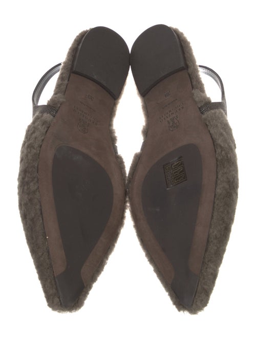 Brunello Cucinelli Monili Shearling Slingback Flats
