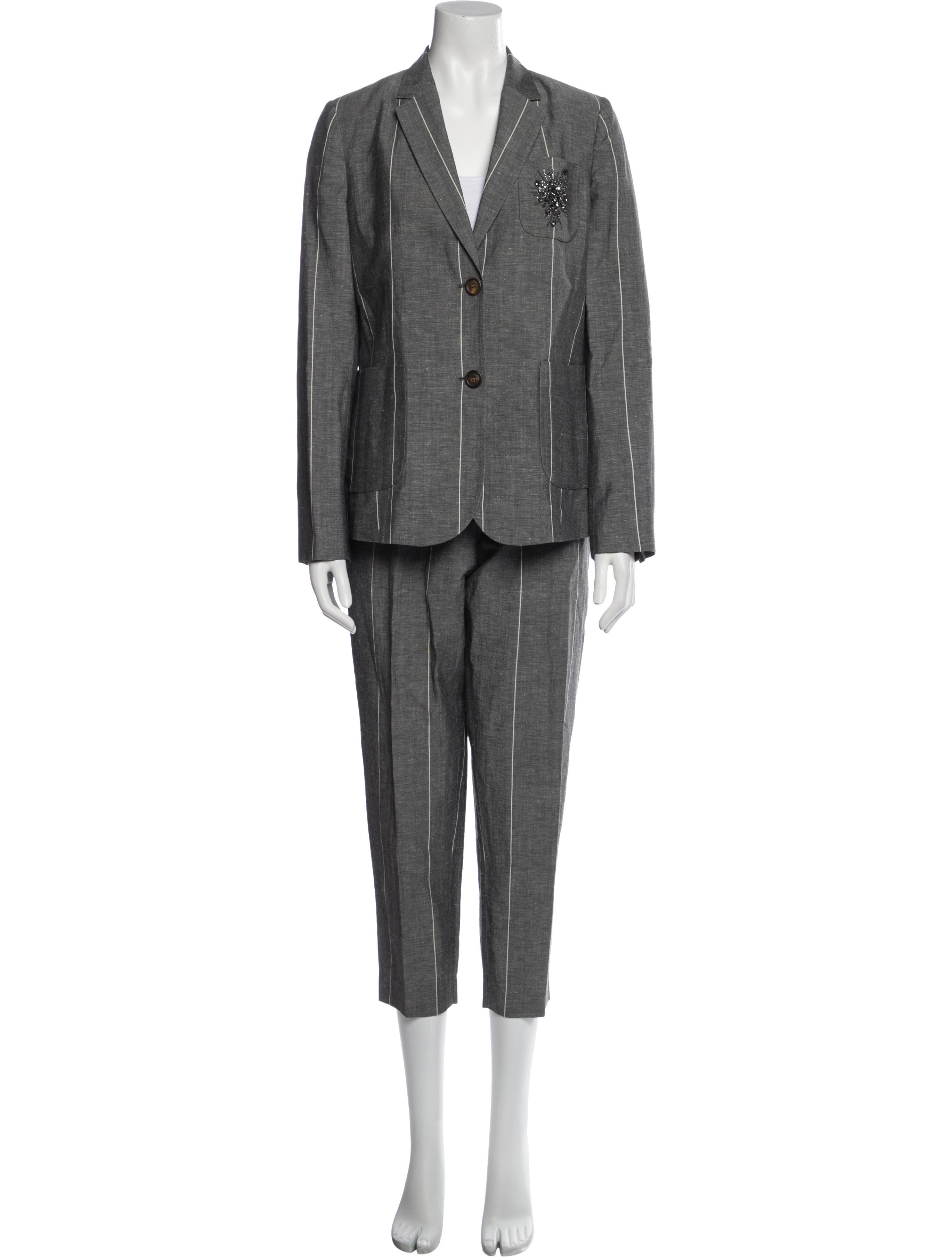 Brunello Cucinelli Virgin Wool Striped Pantsuit