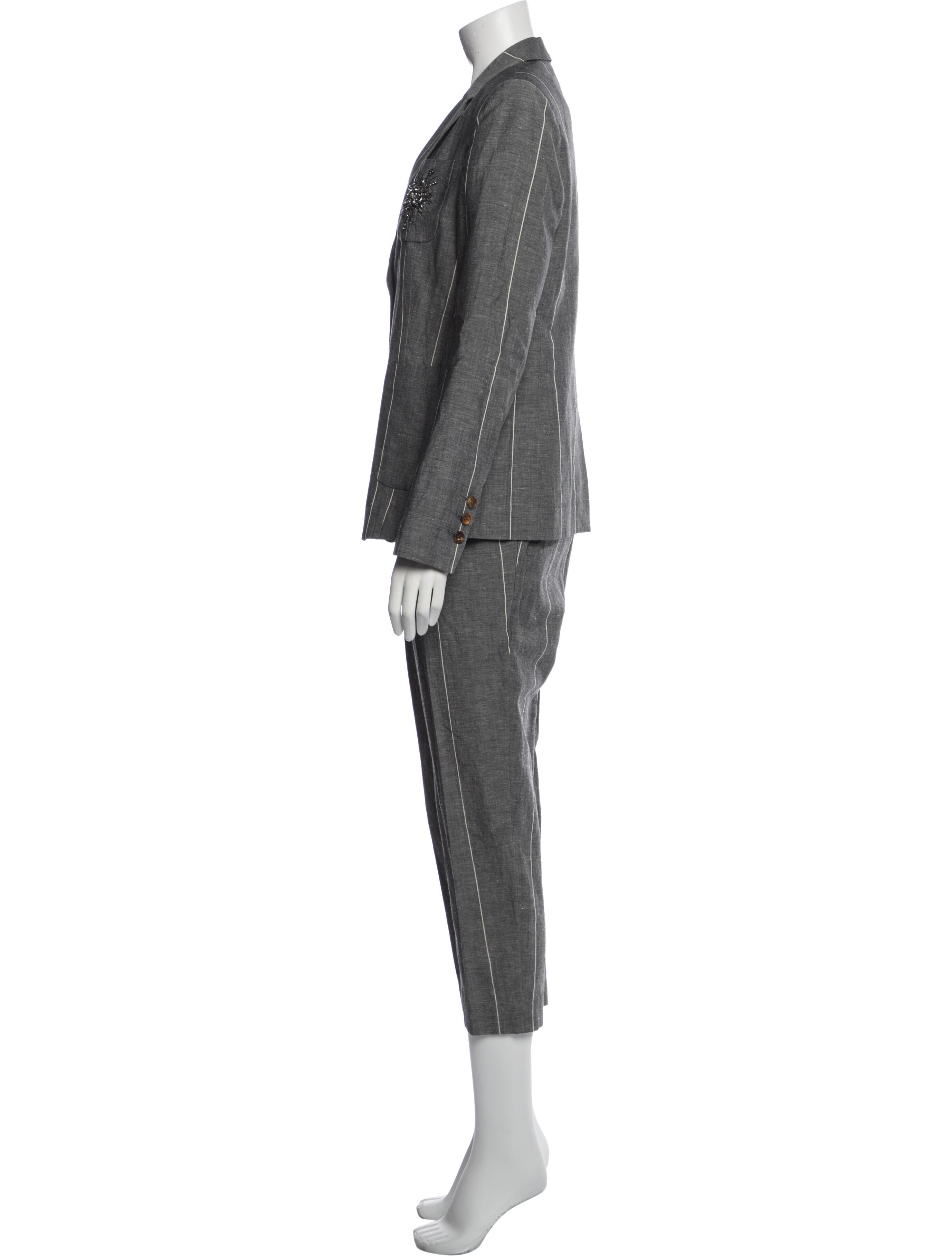 Brunello Cucinelli Virgin Wool Striped Pantsuit