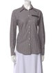 Brunello Cucinelli Striped Long Sleeve Button-Up Top