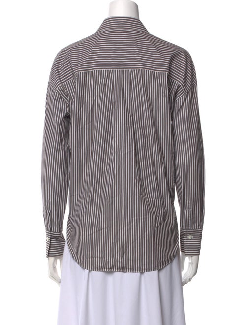 Brunello Cucinelli Striped Long Sleeve Button-Up Top