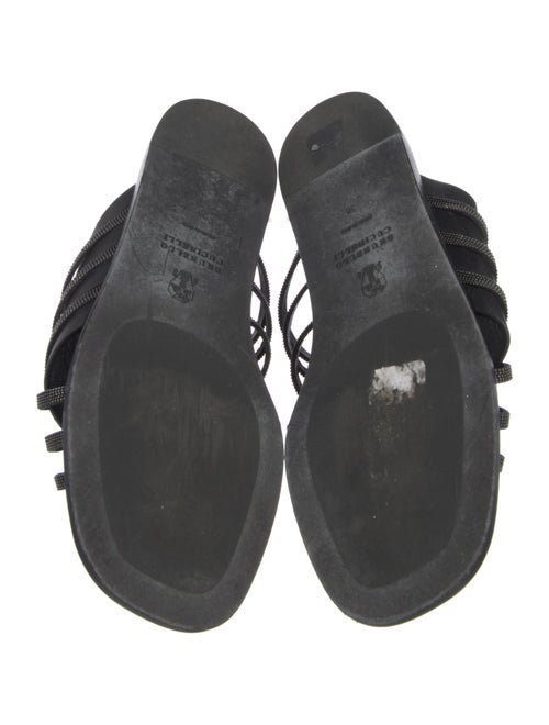 Brunello Cucinelli Leather Beaded Accents Slides