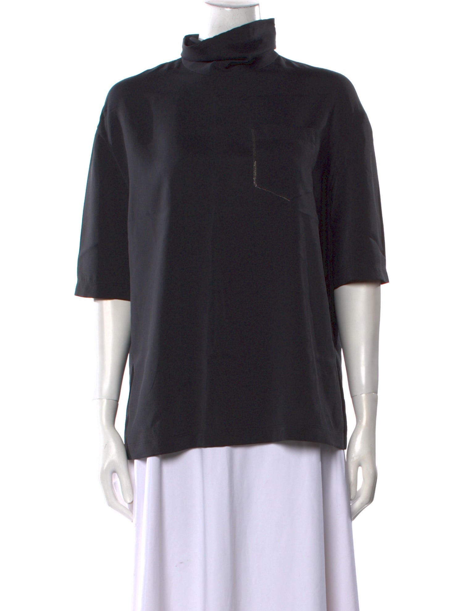 Brunello Cucinelli Silk Mock Neck Sweatshirt