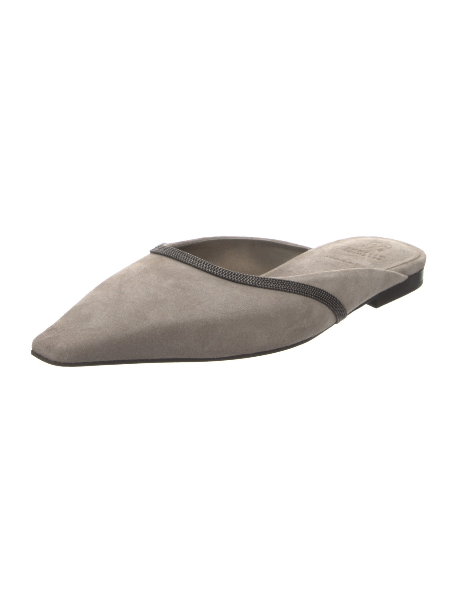 Brunello Cucinelli Suede Embroidered Accent Mules