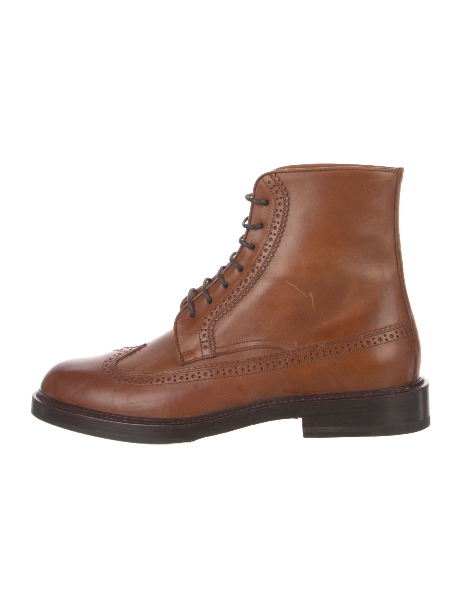 Brunello Cucinelli Leather Lace-Up Boots