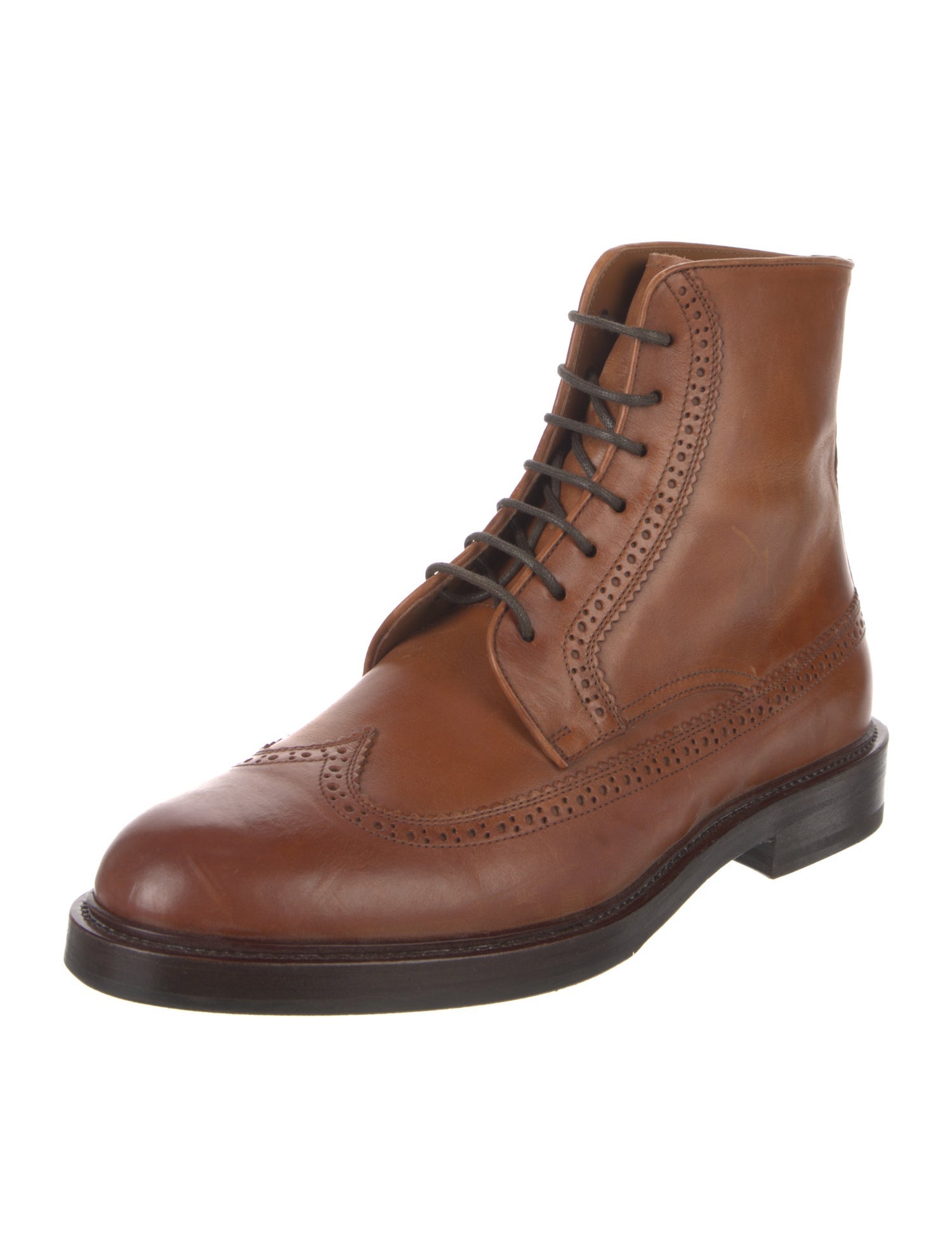 Brunello Cucinelli Leather Lace-Up Boots