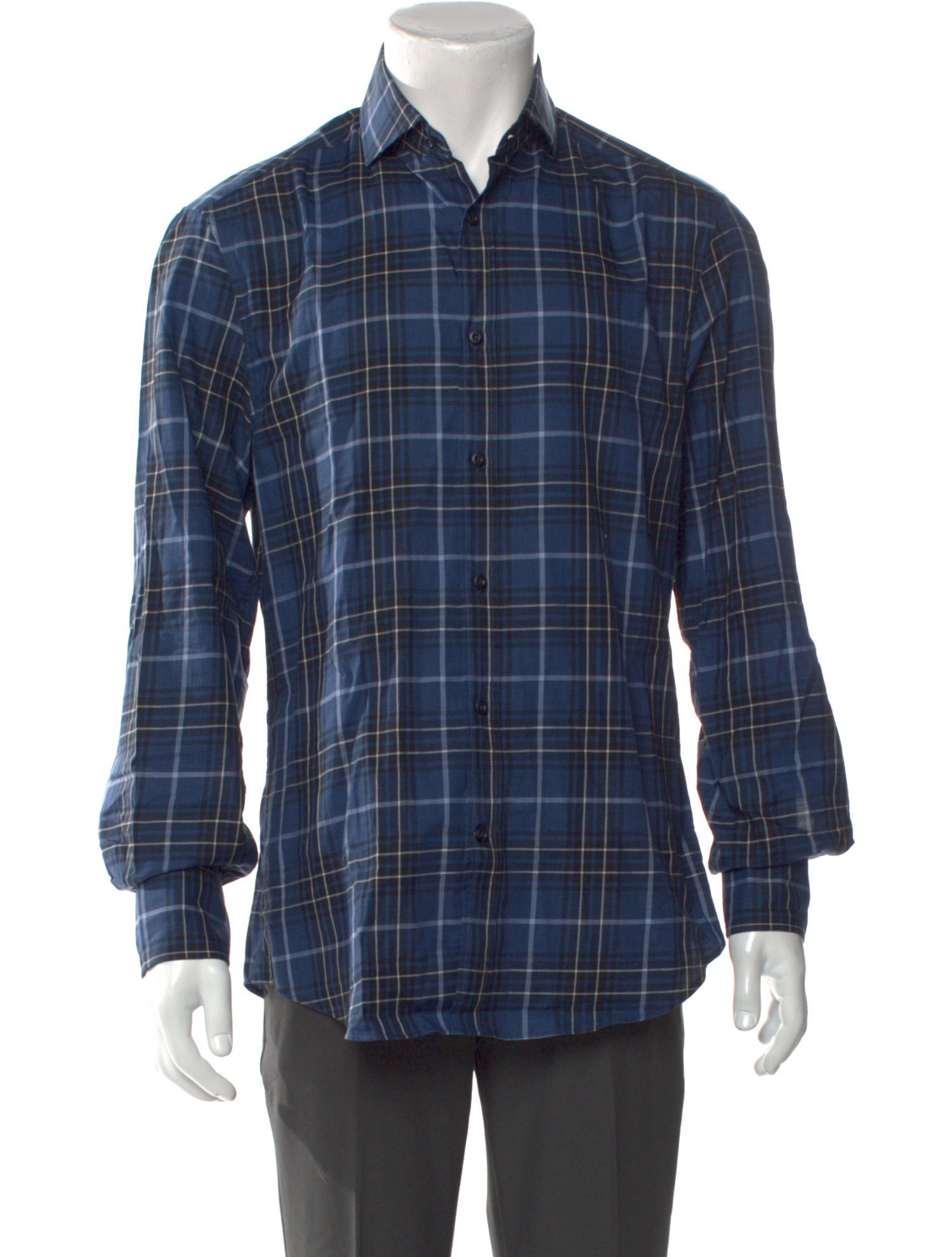 Brunello Cucinelli Plaid Print Long Sleeve Shirt