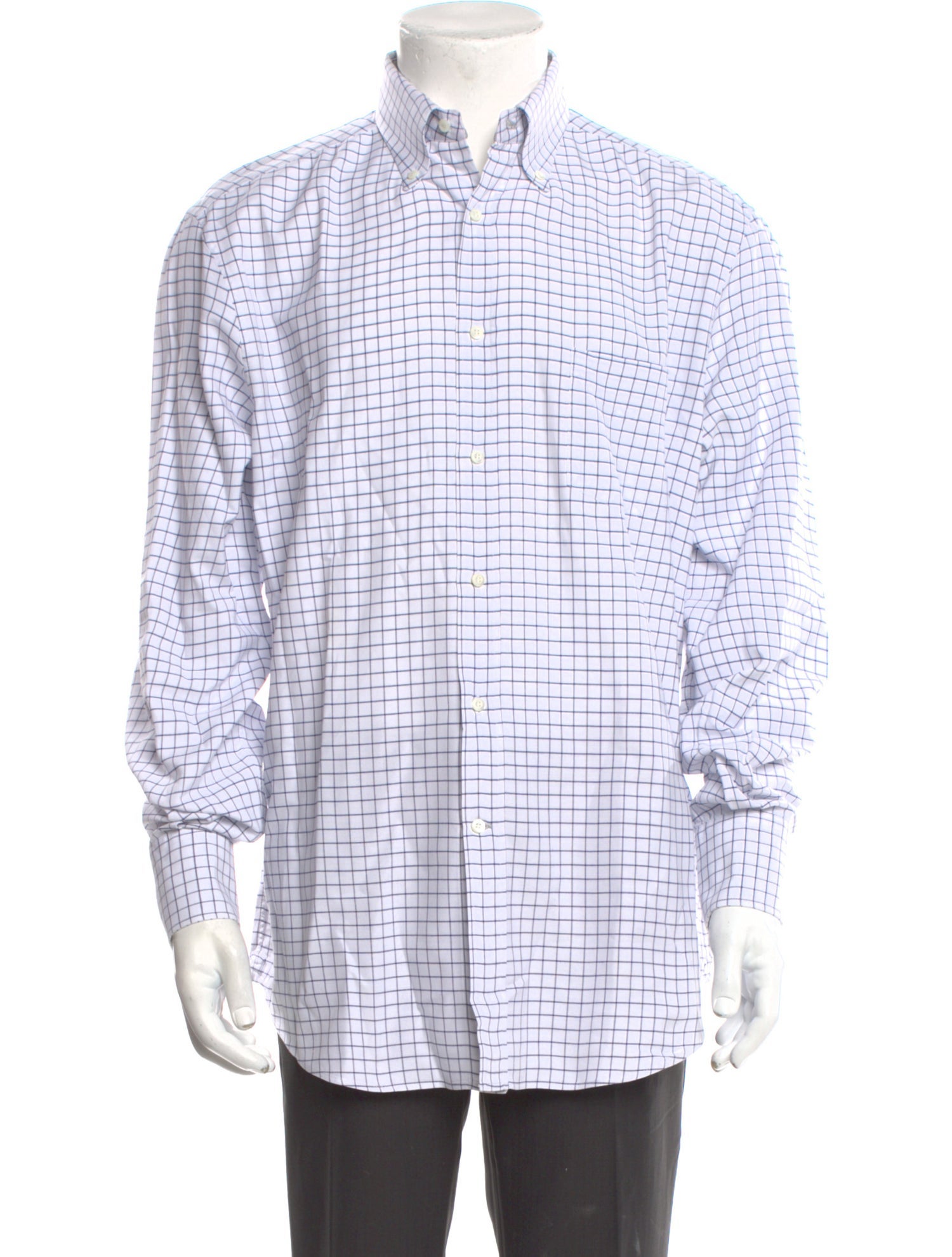 Brunello Cucinelli Plaid Print Long Sleeve Dress Shirt