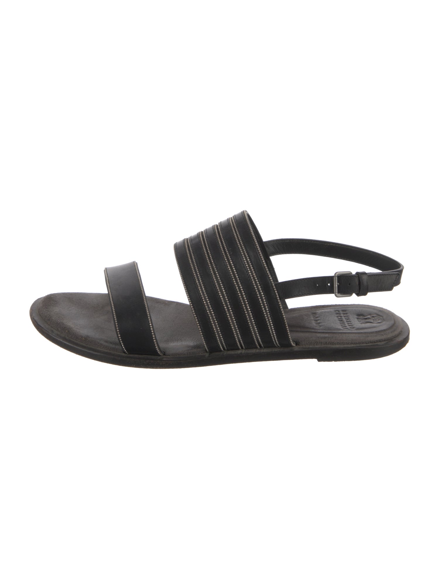 Brunello Cucinelli Monili Leather Slingback Sandals