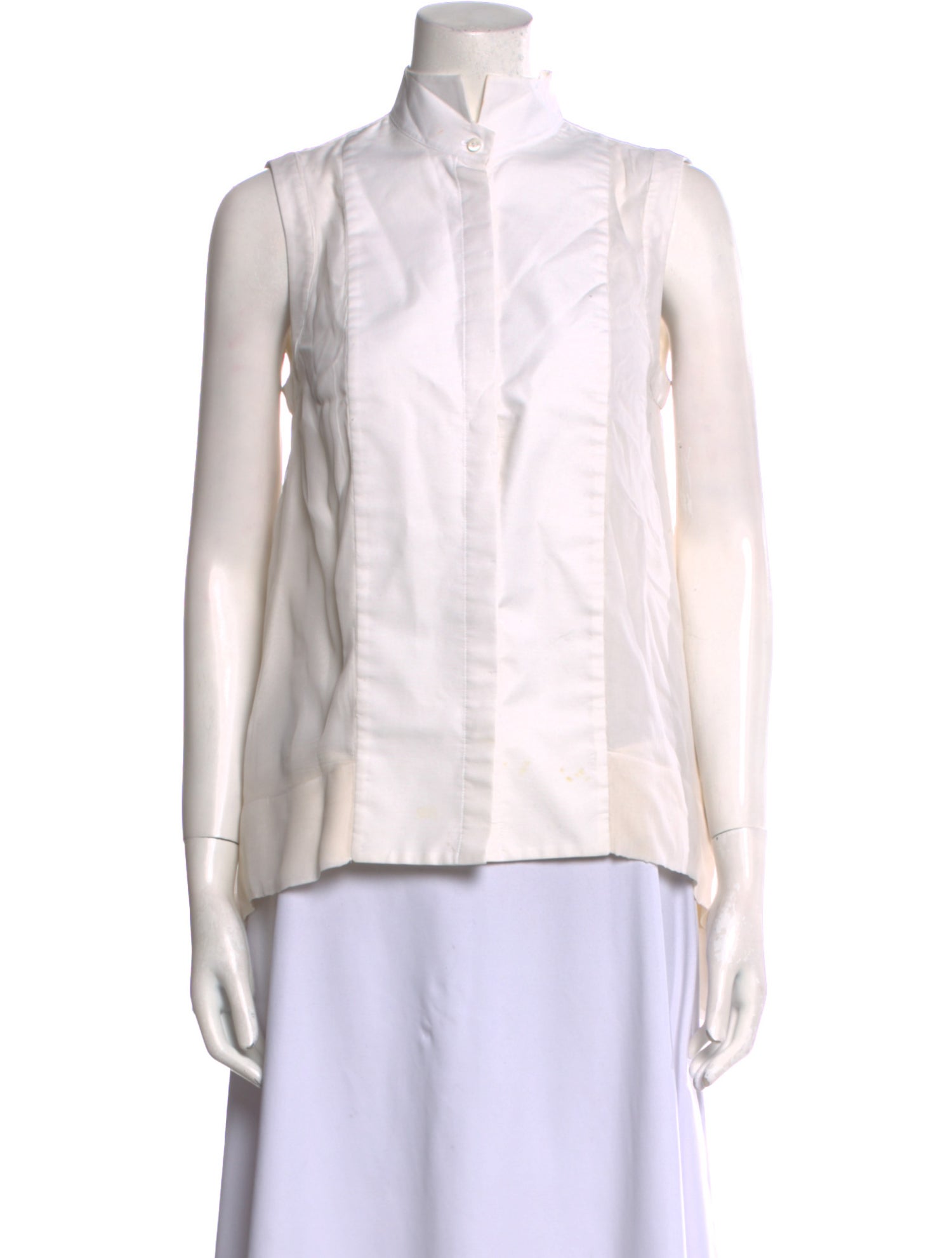 Brunello Cucinelli Silk Mock Neck Button-Up Top