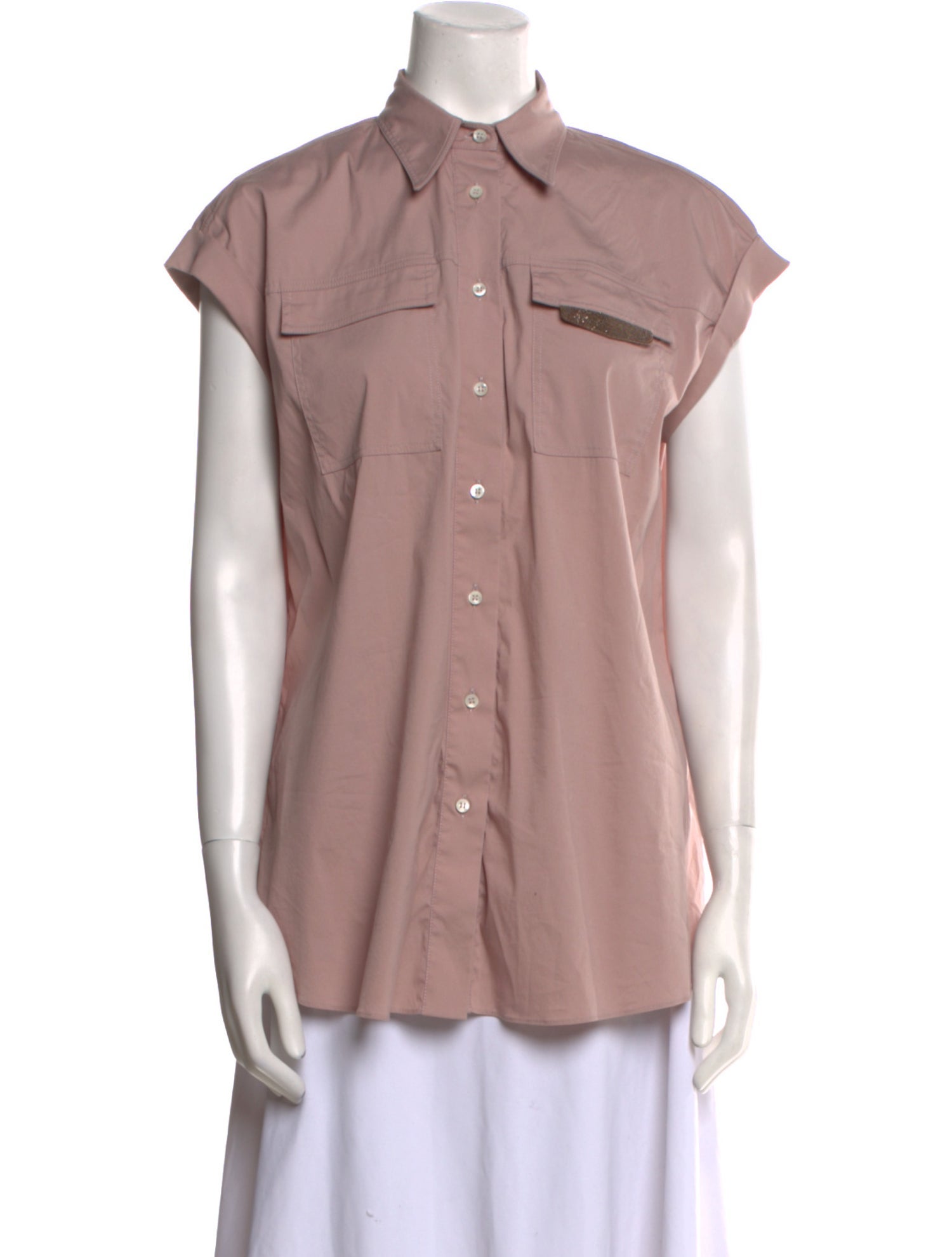 Brunello Cucinelli Short Sleeve Button-Up Top