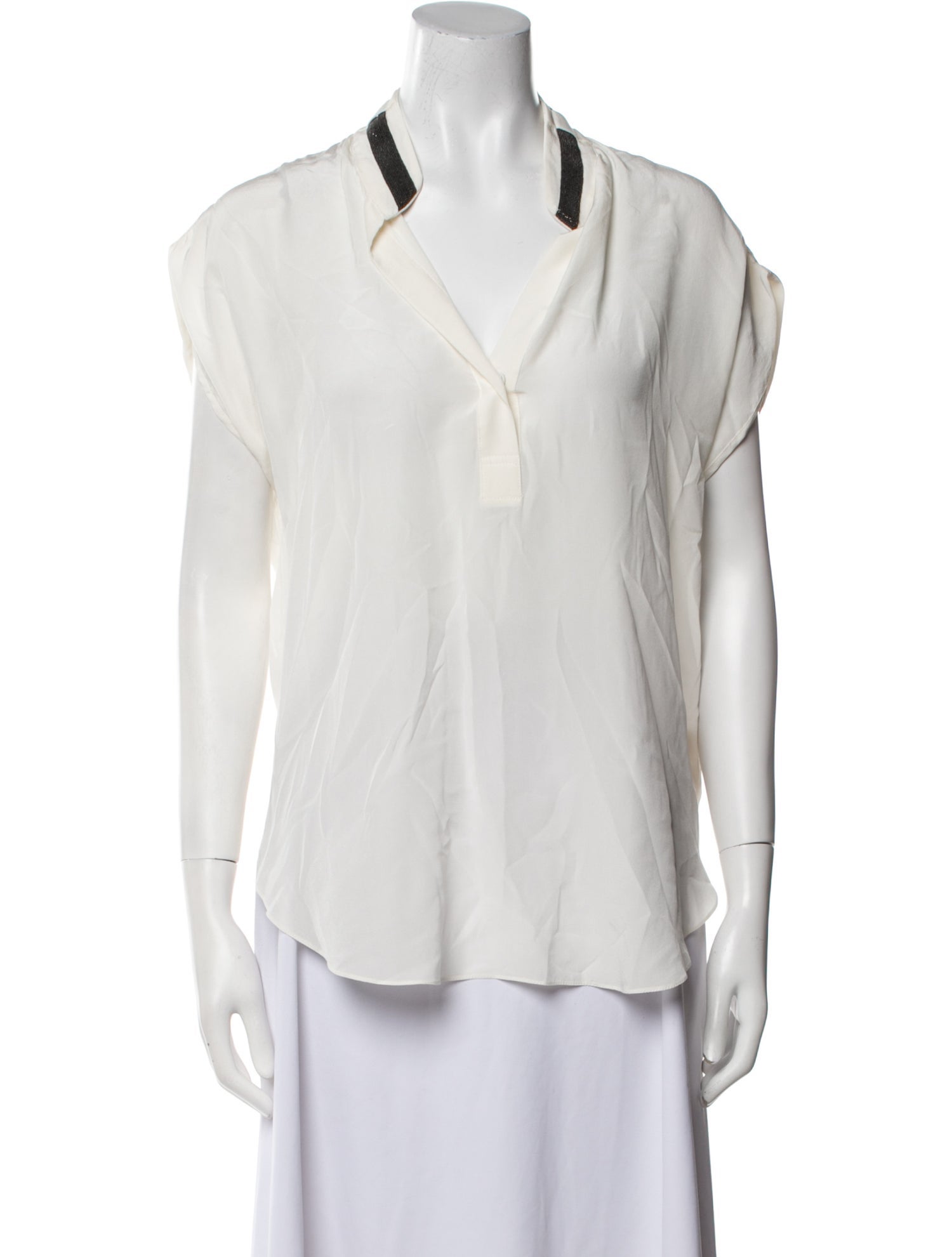 Brunello Cucinelli Silk V-Neck Blouse