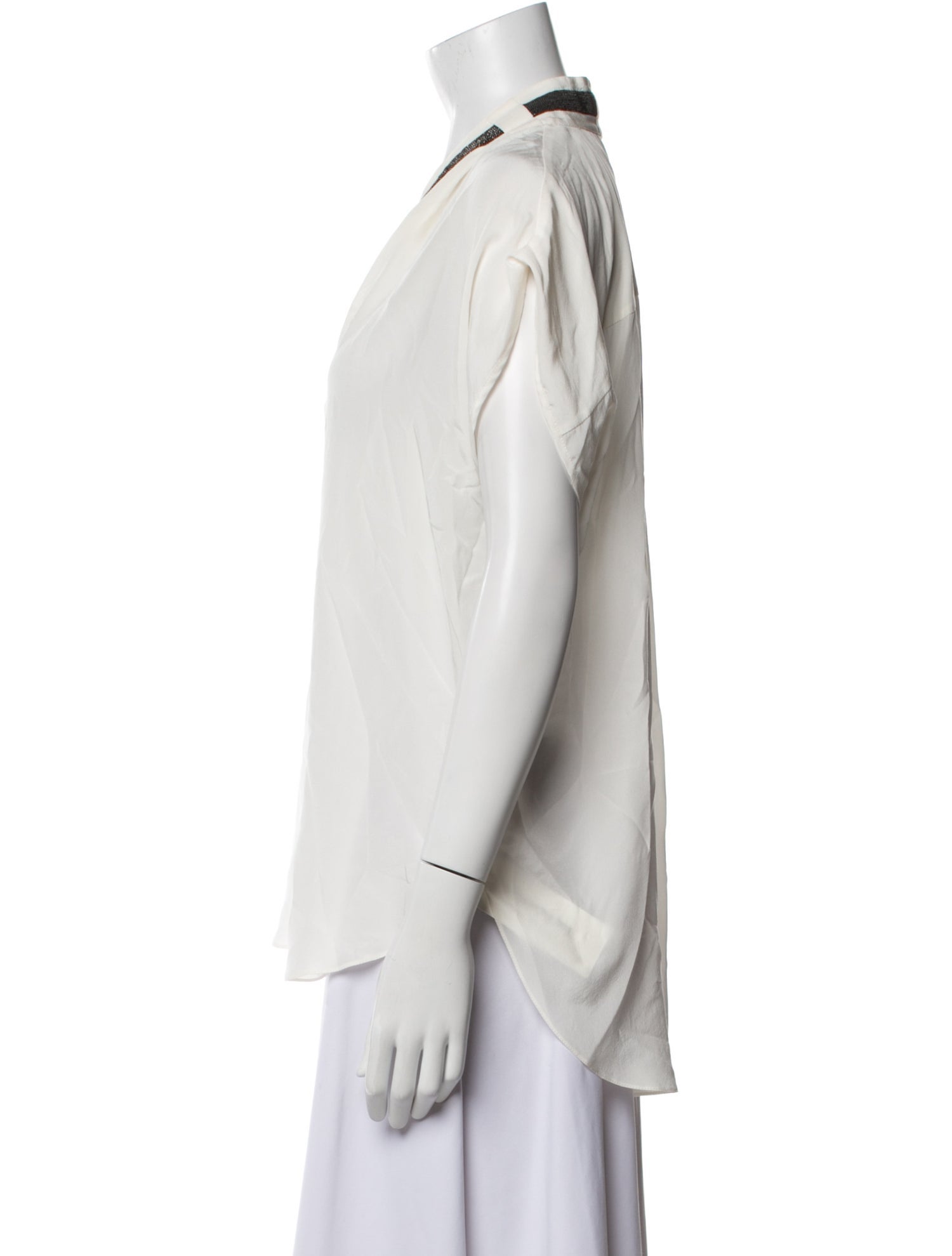 Brunello Cucinelli Silk V-Neck Blouse