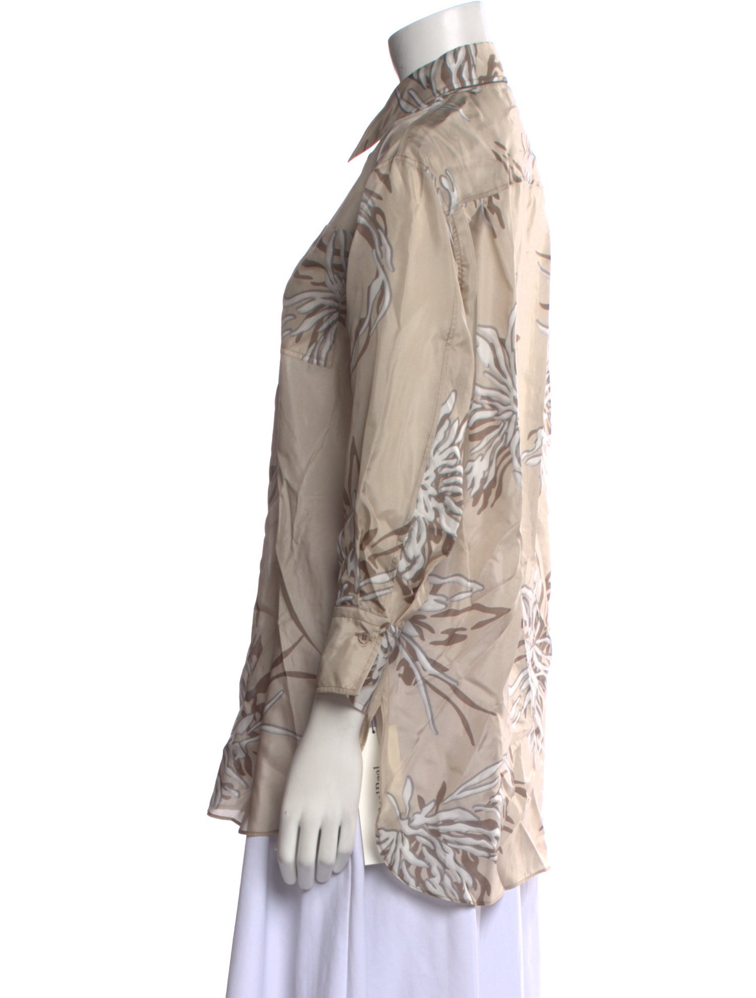 Brunello Cucinelli Silk Printed Button-Up Top