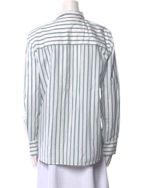 Brunello Cucinelli Striped Long Sleeve Button-Up Top