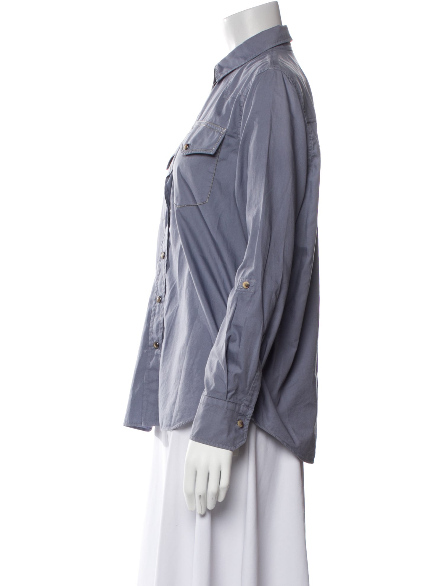 Brunello Cucinelli Long Sleeve Button-Up Top
