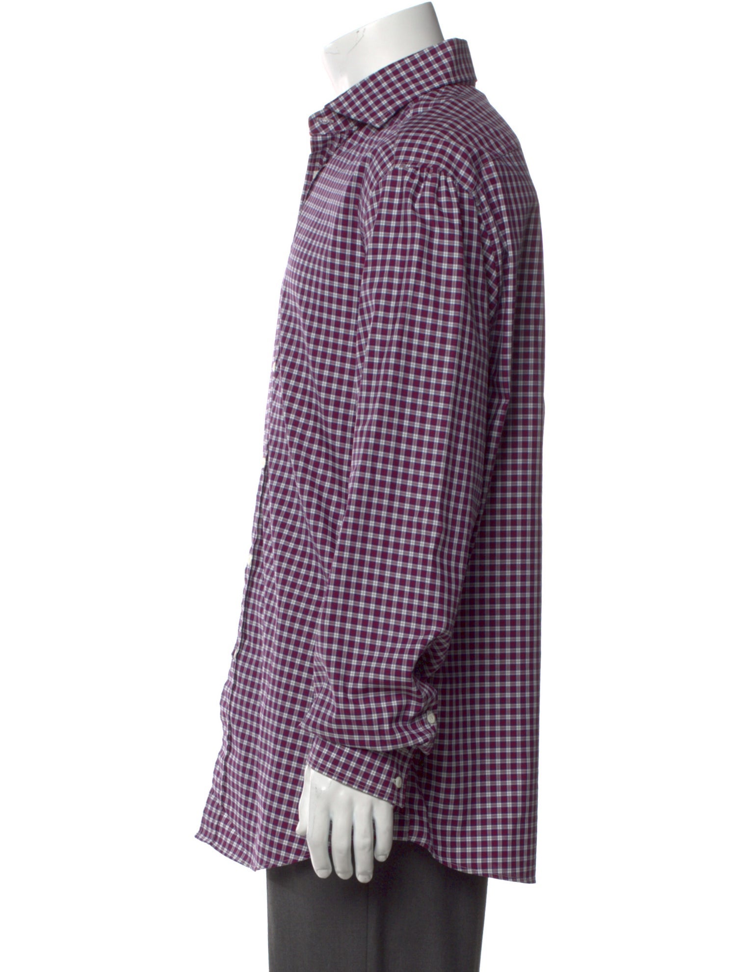 Brunello Cucinelli Plaid Print Long Sleeve Dress Shirt