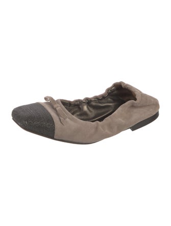 Brunello Cucinelli Monili Suede Ballet Flats