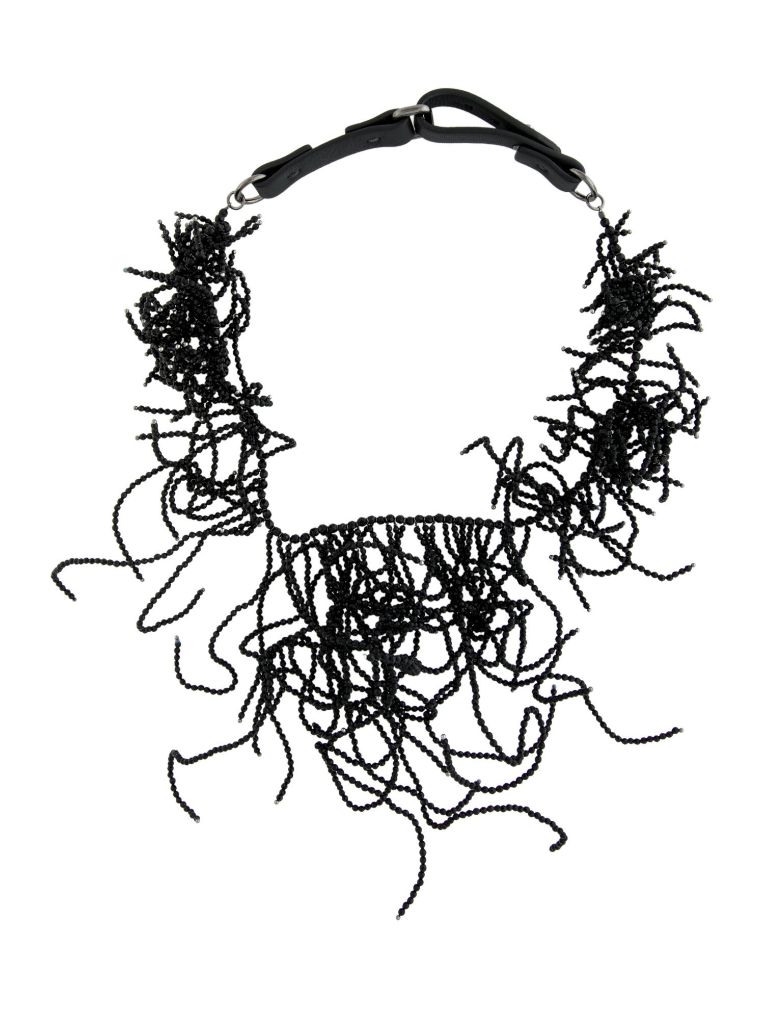 Brunello Cucinelli Leather Beaded Branch Choker Necklace