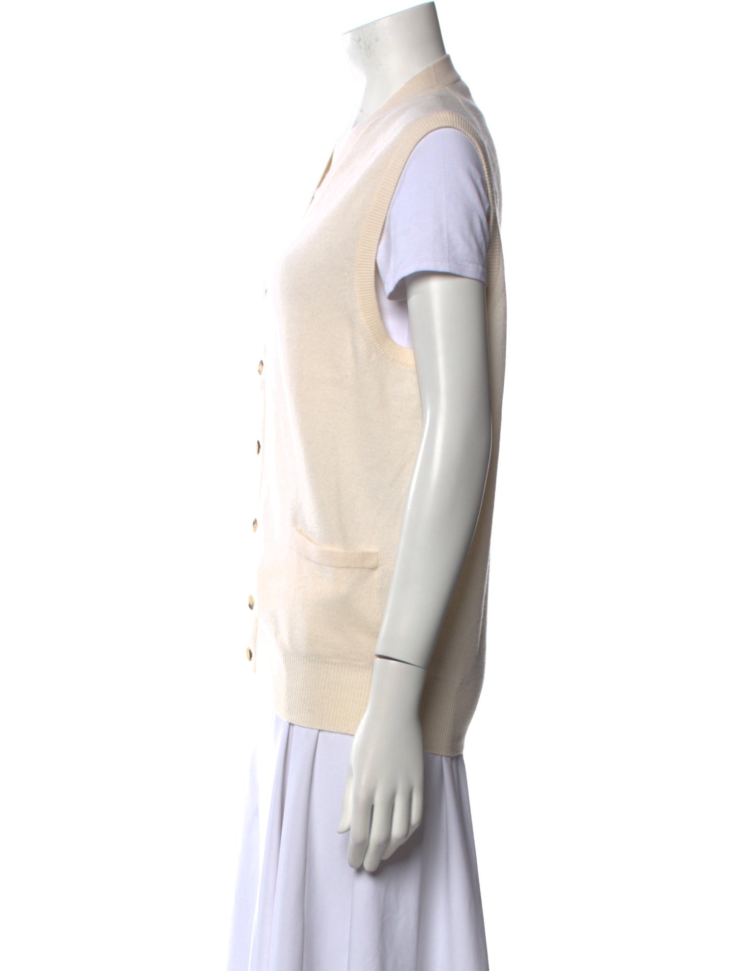Brunello Cucinelli Cashmere V-Neck Button-Up Top