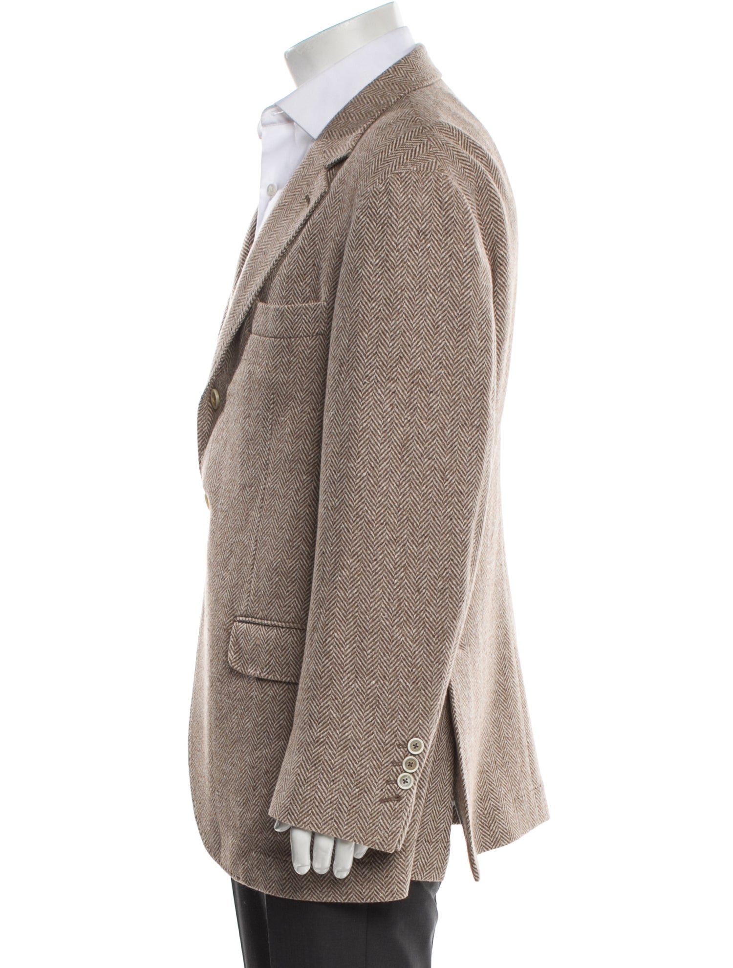 Brunello Cucinelli Wool Houndstooth Print Peacoat