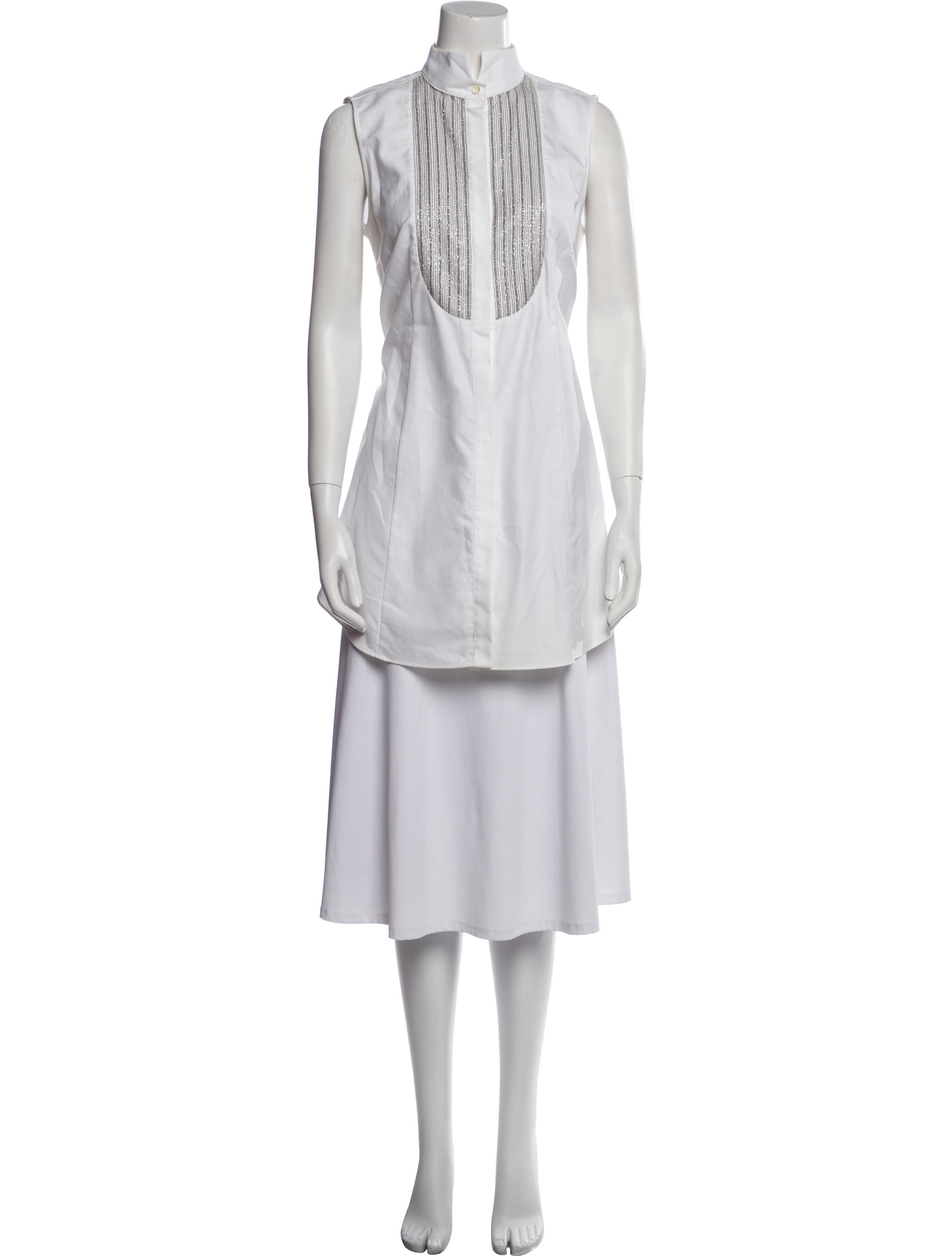 Brunello Cucinelli Mock Neck Sleeveless Tunic