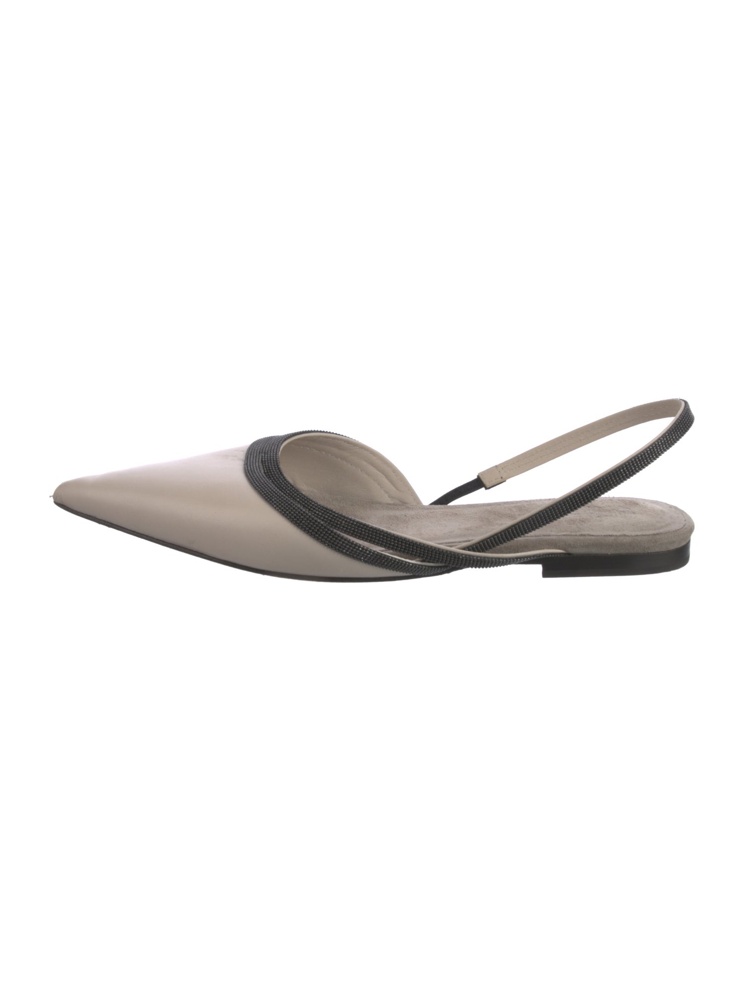 Brunello Cucinelli Monili Leather Slingback Flats