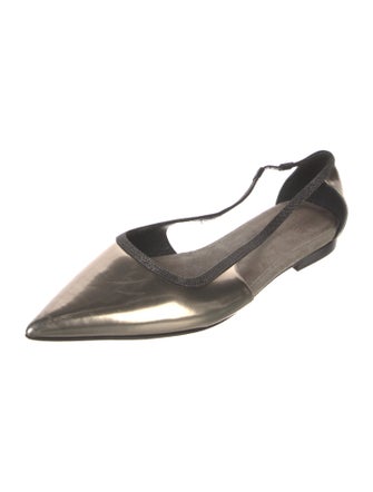 Brunello Cucinelli Leather Beaded Accents Ballet Flats