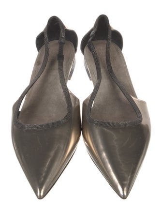 Brunello Cucinelli Leather Beaded Accents Ballet Flats