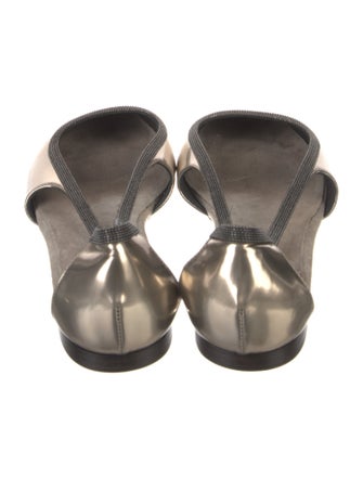 Brunello Cucinelli Leather Beaded Accents Ballet Flats