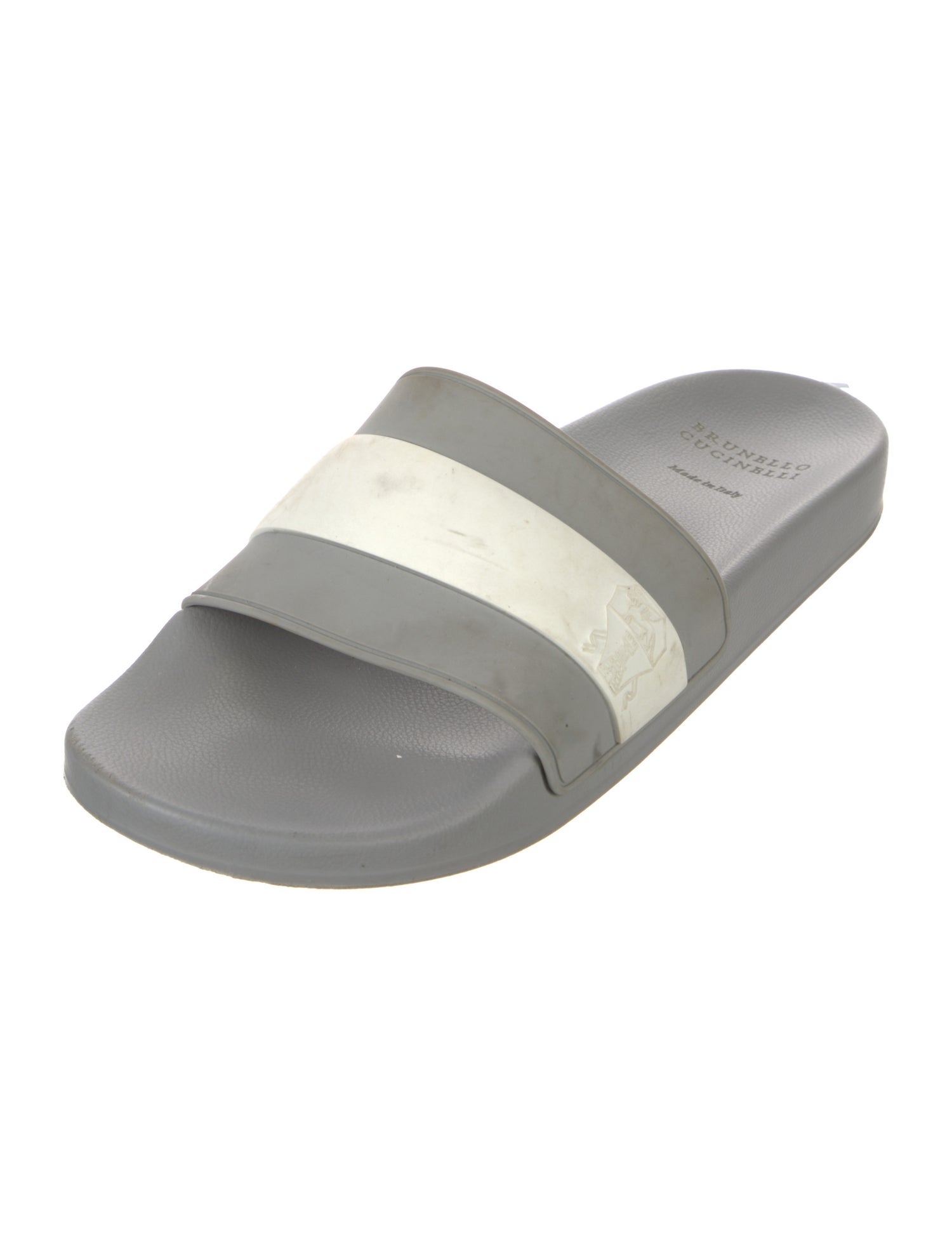 Brunello Cucinelli Rubber Colorblock Pattern Slides