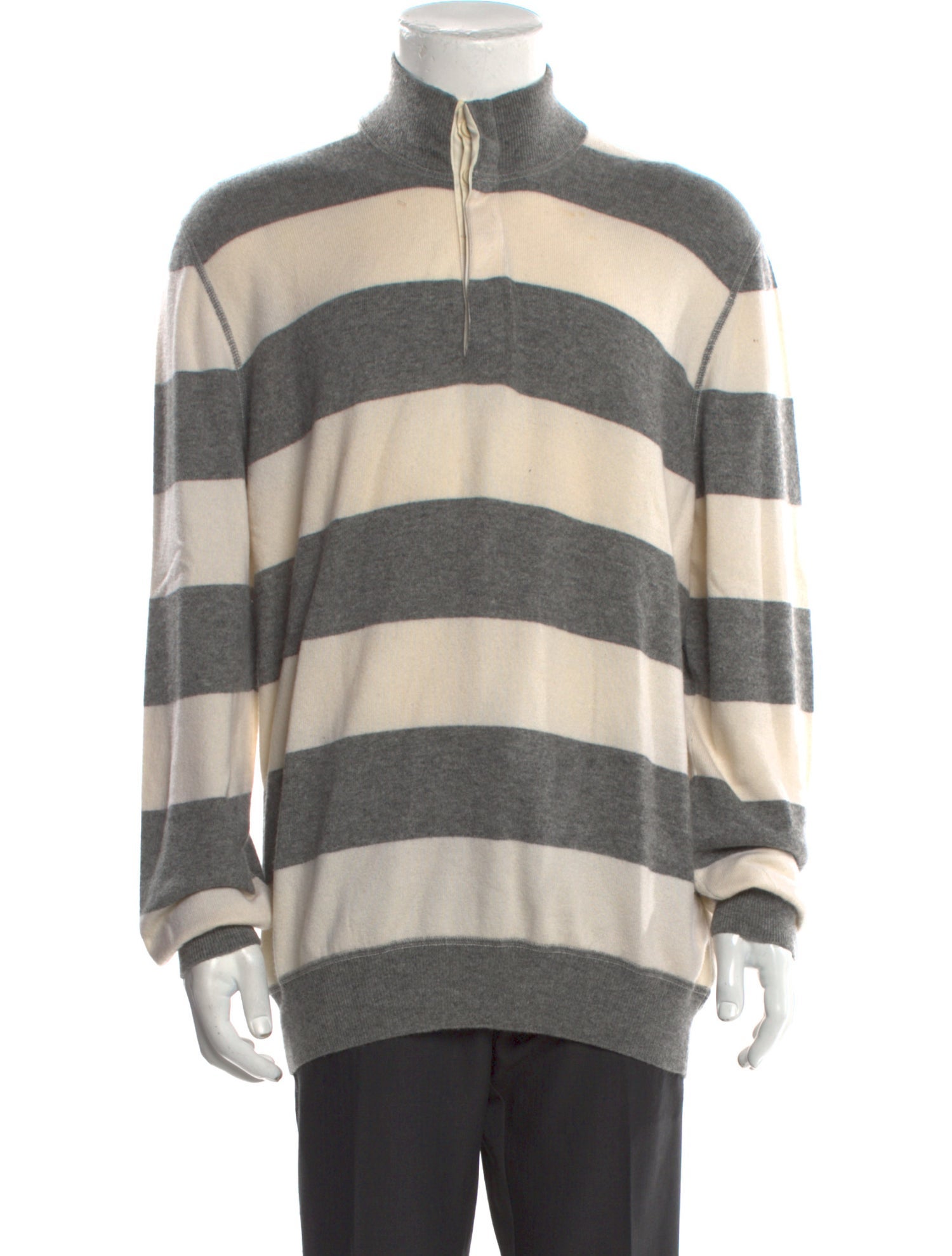 Brunello Cucinelli Cashmere Striped Polo Sweater