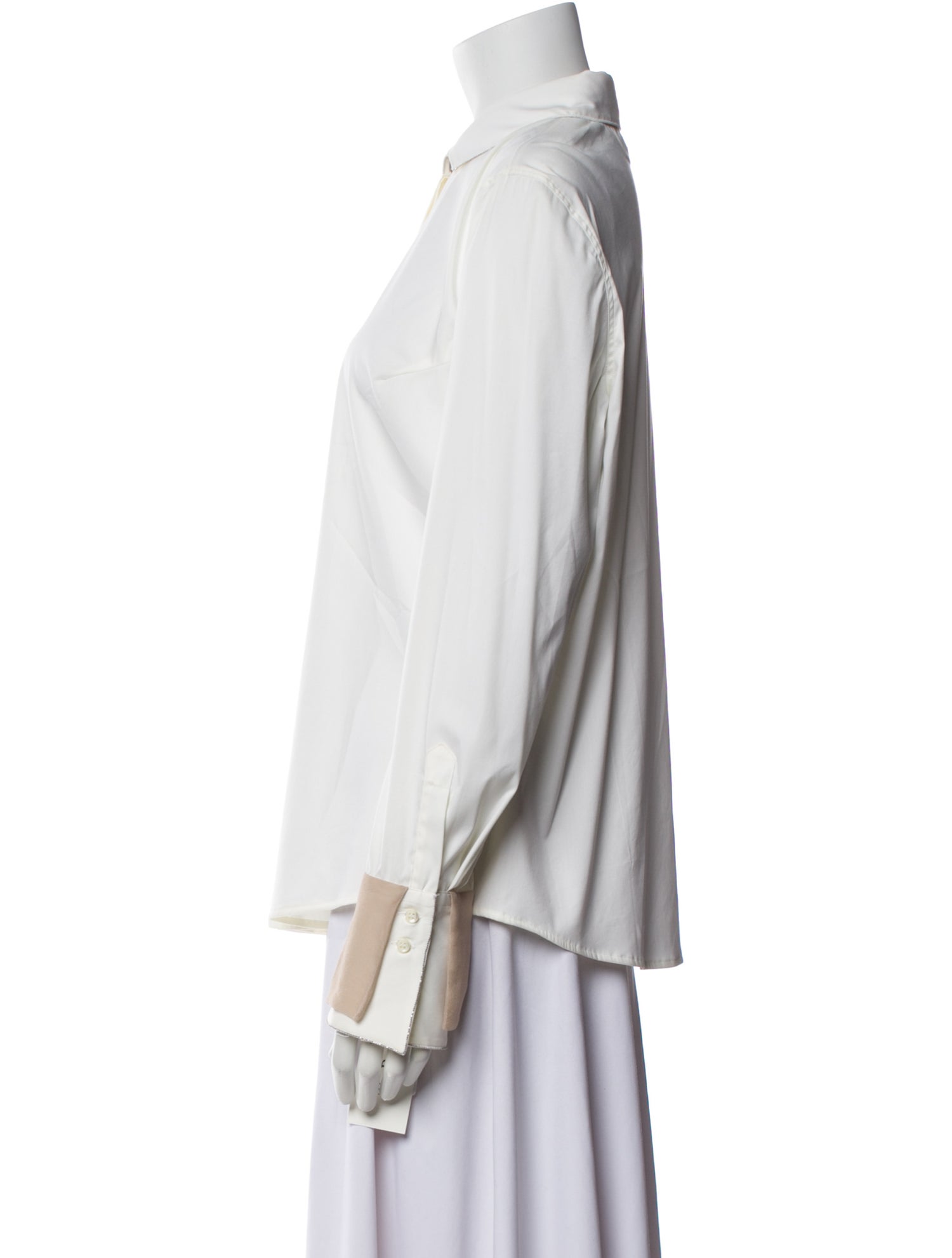 Brunello Cucinelli Silk Long Sleeve Button-Up Top